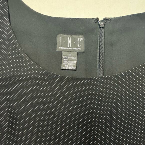 INC Concepts Sheer Sleeve Scoop Neck Lined Silk Sheath Maxi Dress Black Women 8 - Picture 9 of 10